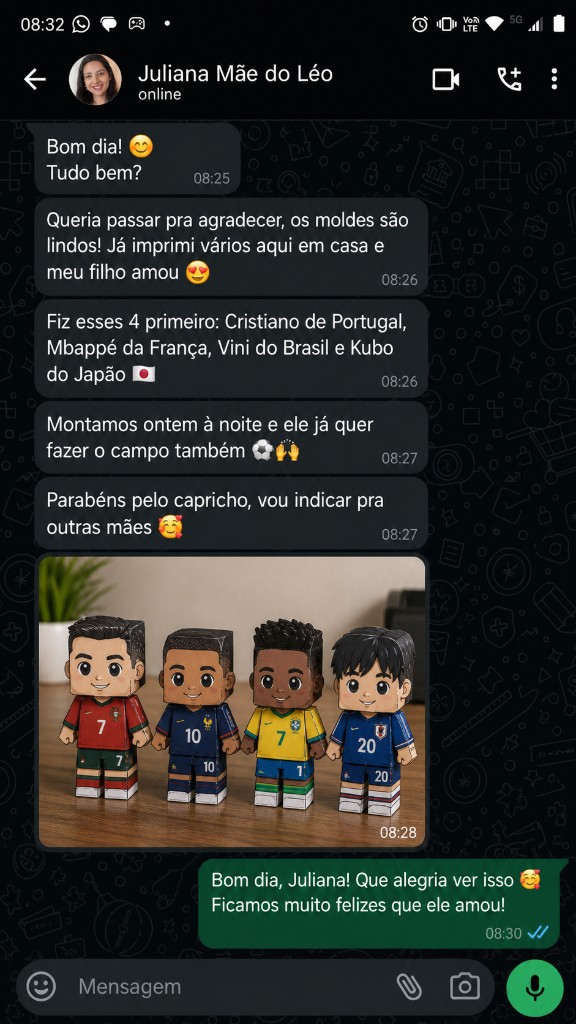 WhatsApp: mãe elogia os moldes e mostra bonequinhos montados