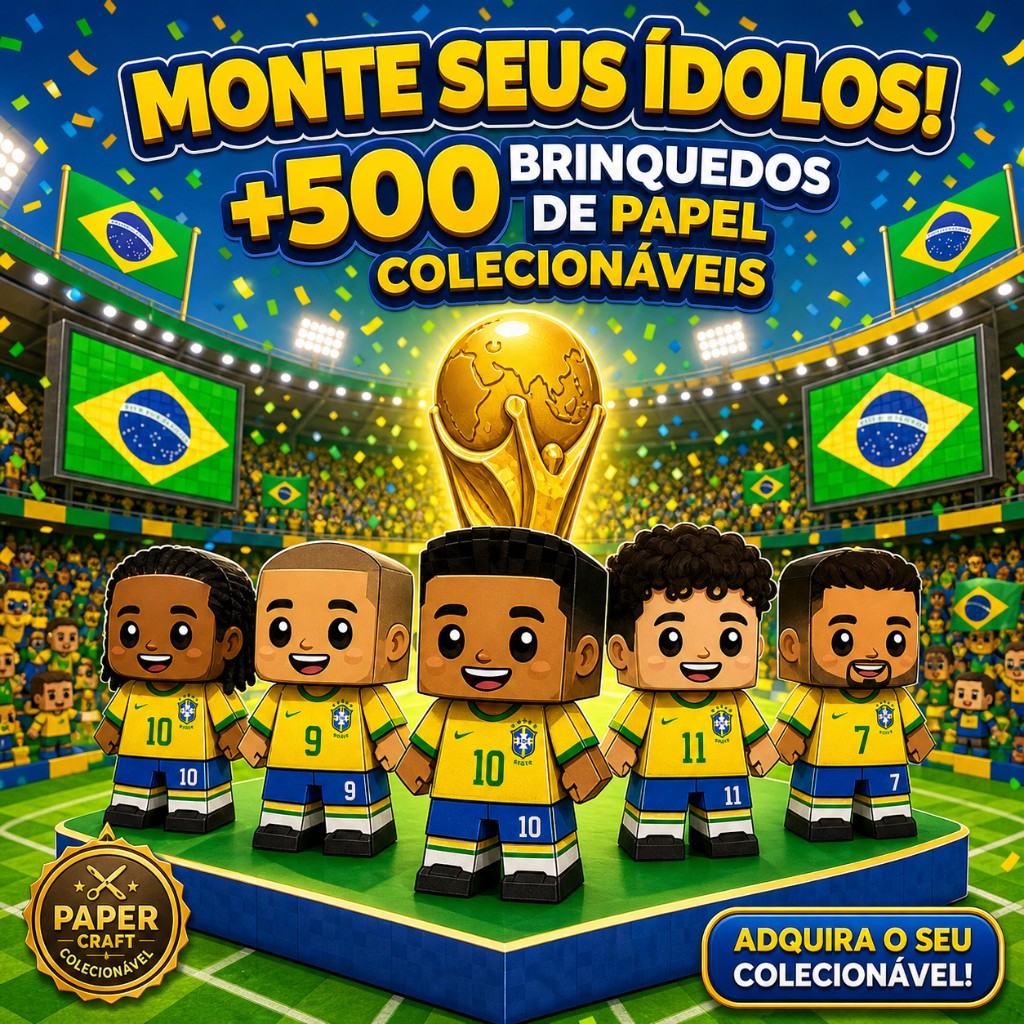 Monte, brinque e colecione — +500 bonequinhos de papel da Copa